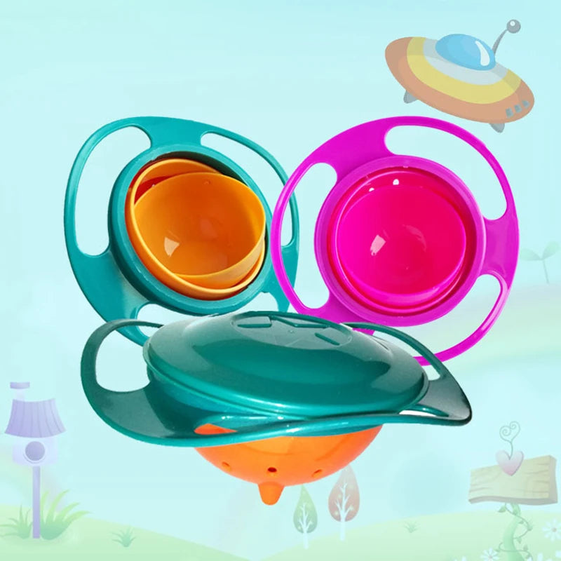 Universal Baby Feeding Bowl Gyro Bowl 360 Degree Rotation Spill Resistant Feeding Dishes for Baby Training Children Spill-Proof