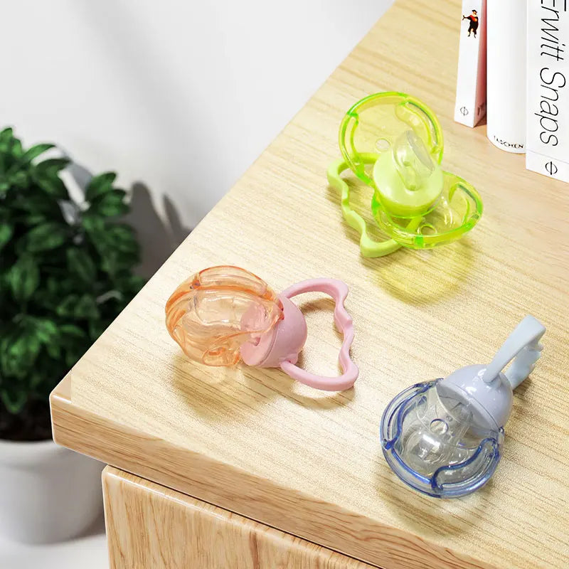 1Pc Baby Pacifier with Automatically Close Dust Cover When Dropped Day Nighttime round Flat Silicone Nipple Pp Handle Lid