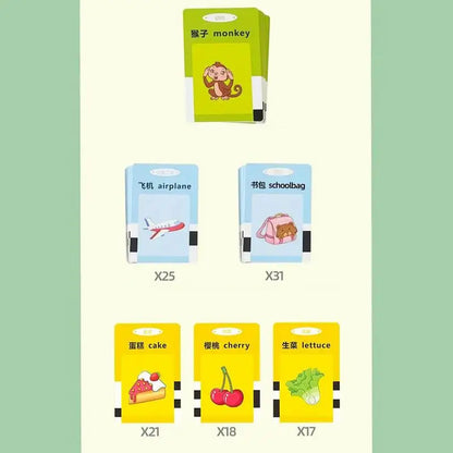 Talking Flash Cards with 112 Cards Pocket Speech Sight Words Flashcards Reader Educational Learning Toy for Kids Audio Book Gift